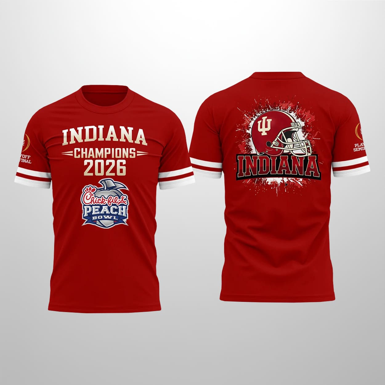 Indiana 2026 Chick-fil-A Peach Bowl Champions Shirt Red 1 Indiana 2026 Chick-fil-A Peach Bowl Champions Shirt Red