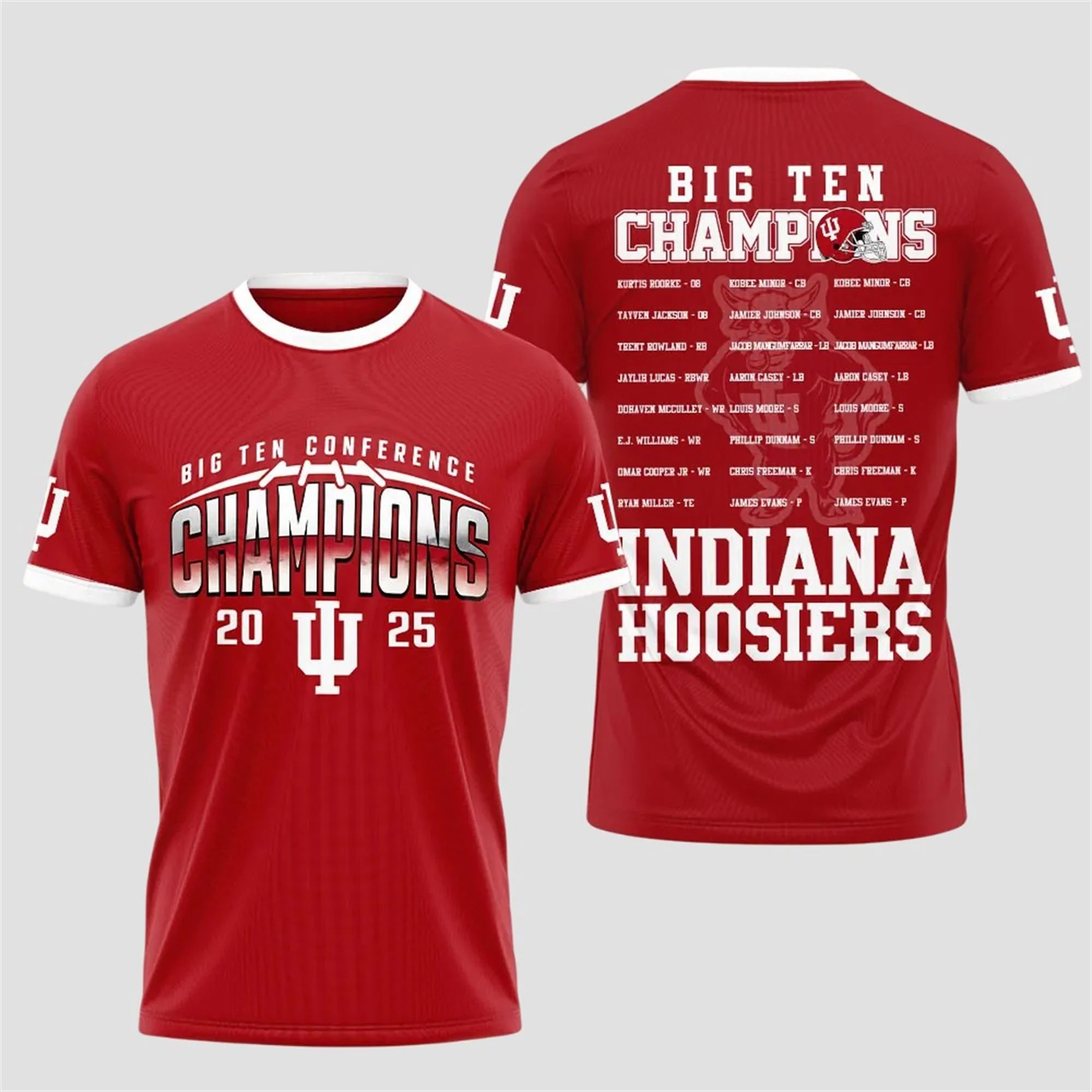 Indiana Hoosiers Big Ten Conference Champions 2025 T-Shirt 1 Indiana Hoosiers Big Ten Conference Champions 2025 T-Shirt