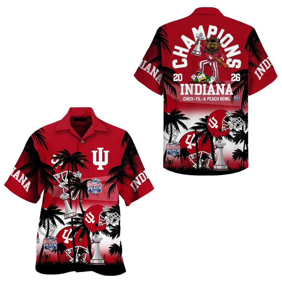 Indiana Hoosiers Champions 2025 Peach Bowl Hawaiian Shirt 1 Indiana Hoosiers Champions 2025 Peach Bowl Hawaiian Shirt