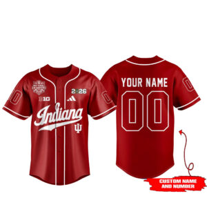 Indiana Hoosiers National Champions Red Custom Name and Number Baseball Jersey