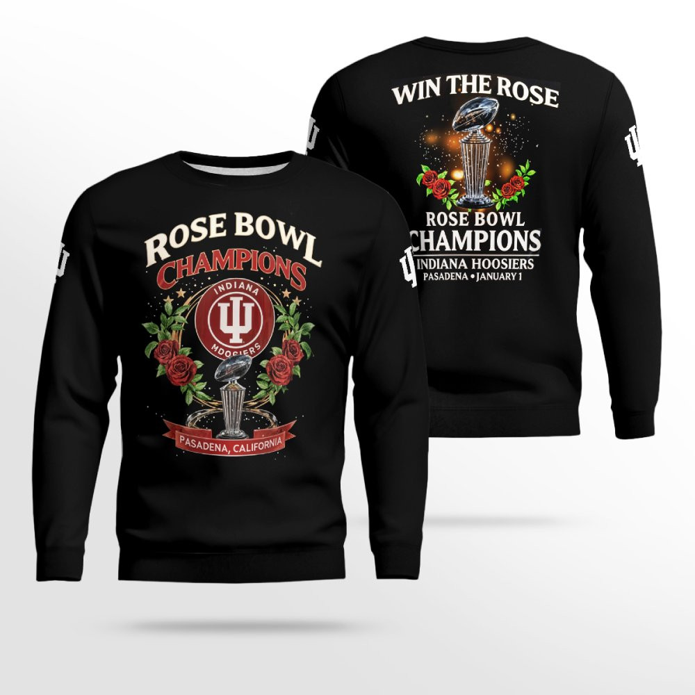 Indiana Hoosiers Rose Bowl Champs 2026 Pasadena Win The Rose T-Shirt 2 Indiana Hoosiers Rose Bowl Champs 2026 Pasadena Win The Rose T-Shirt - Image 2