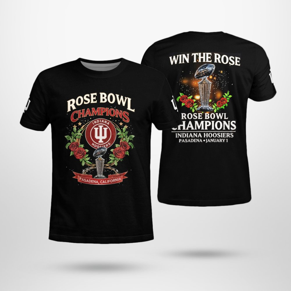 Indiana Hoosiers Rose Bowl Champs 2026 Pasadena Win The Rose T-Shirt 1 Indiana Hoosiers Rose Bowl Champs 2026 Pasadena Win The Rose T-Shirt