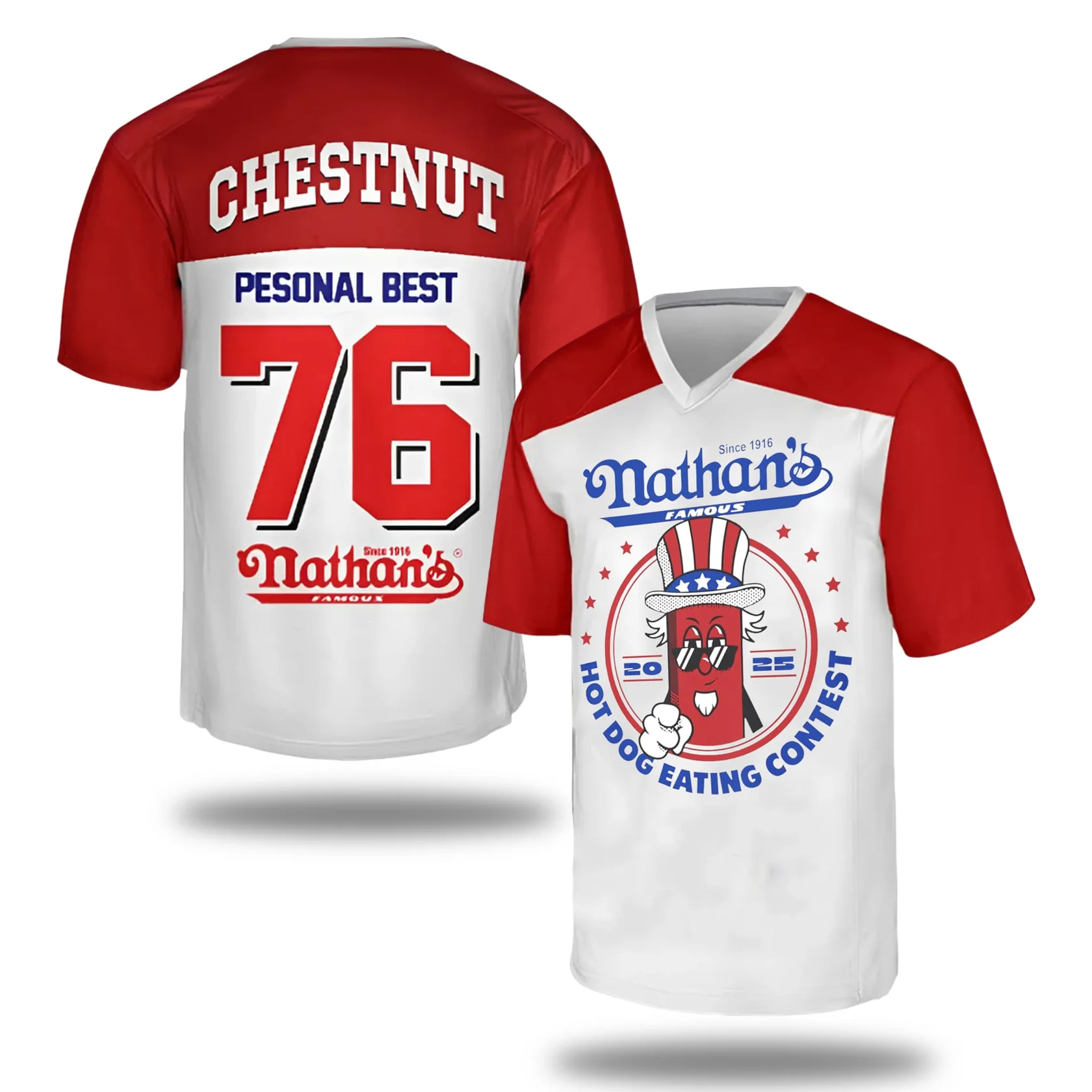 Joey Chestnut 17th Nathan Famous Hot Dog Jersey 2025 1 Joey Chestnut 17th Nathan Famous Hot Dog Jersey 2025