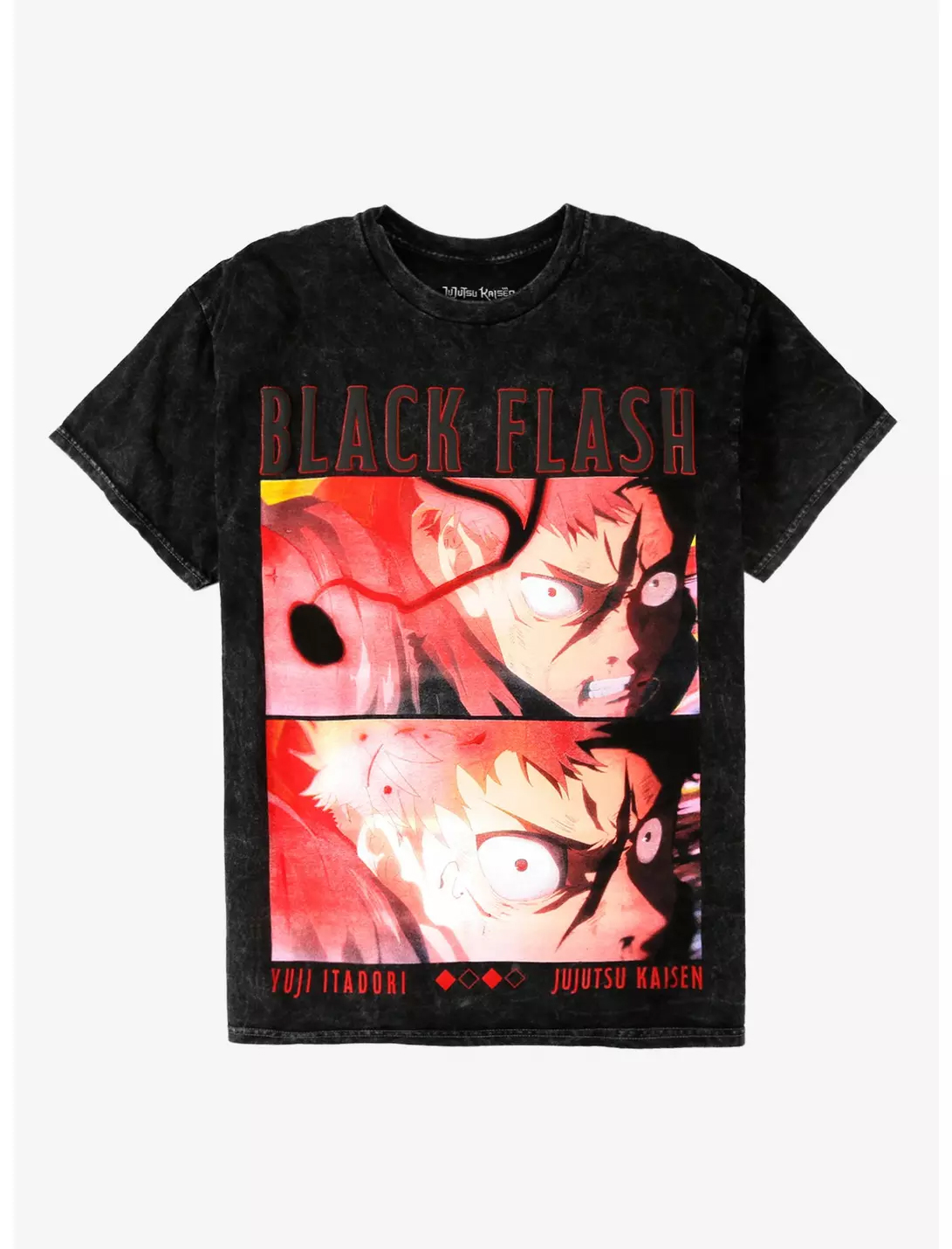 Jujutsu Kaisen Yuji Black Flash Wash T-Shirt 1 Jujutsu Kaisen Yuji Black Flash Wash T-Shirt