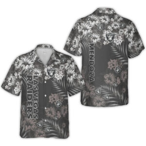 Las Vegas Raiders Mendoza Logo Floral Hawaiian Shirt