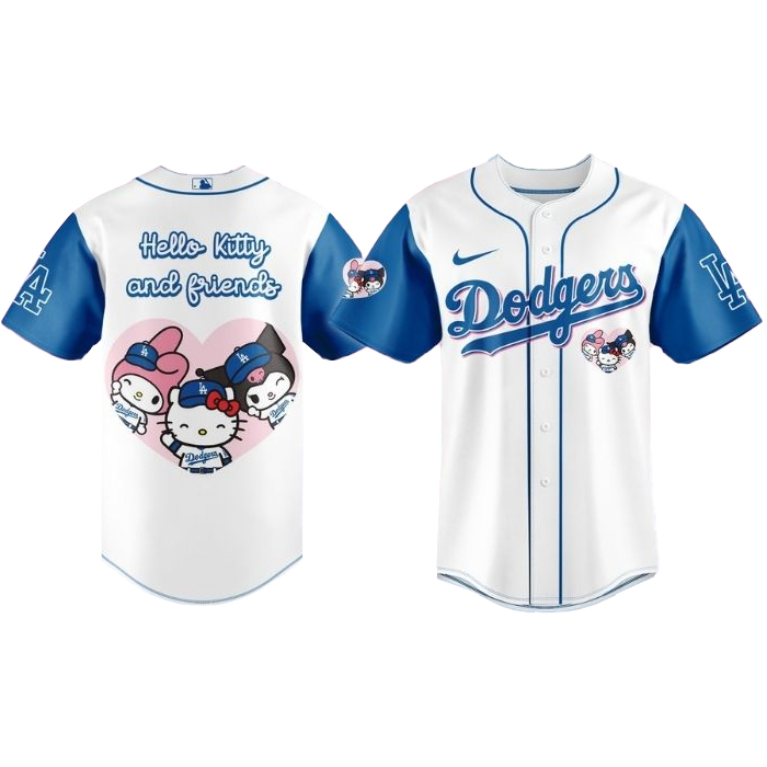 Los Angeles Dodgers Hello Kitty and Friend Melody Kuromi Baseball Jersey 1 Los Angeles Dodgers Hello Kitty and Friend Melody Kuromi Baseball Jersey