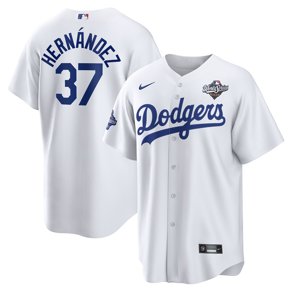 Los Angeles Dodgers Teoscar Hernández White Home 2025 World Series Champions Jersey 1 Los Angeles Dodgers Teoscar Hernández White Home 2025 World Series Champions Jersey