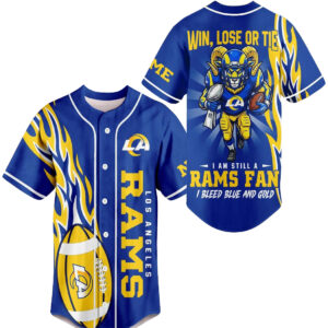 Los Angeles Rams 2026 I Bleed Blue And Gold Personalized Name Baseball Jersey