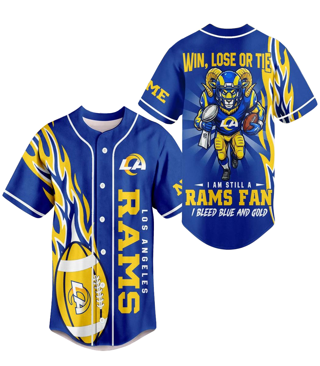 Los Angeles Rams 2026 I Bleed Blue And Gold Personalized Name Baseball Jersey 1 Los Angeles Rams 2026 I Bleed Blue And Gold Personalized Name Baseball Jersey