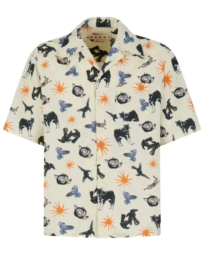 Marni Print Poplin Bowling Hawaiian Shirt 1 Marni Print Poplin Bowling Hawaiian Shirt