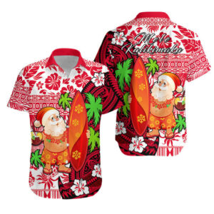 Mele Kalikimaka Hawaiian Shirt Christmas with Santa Claus