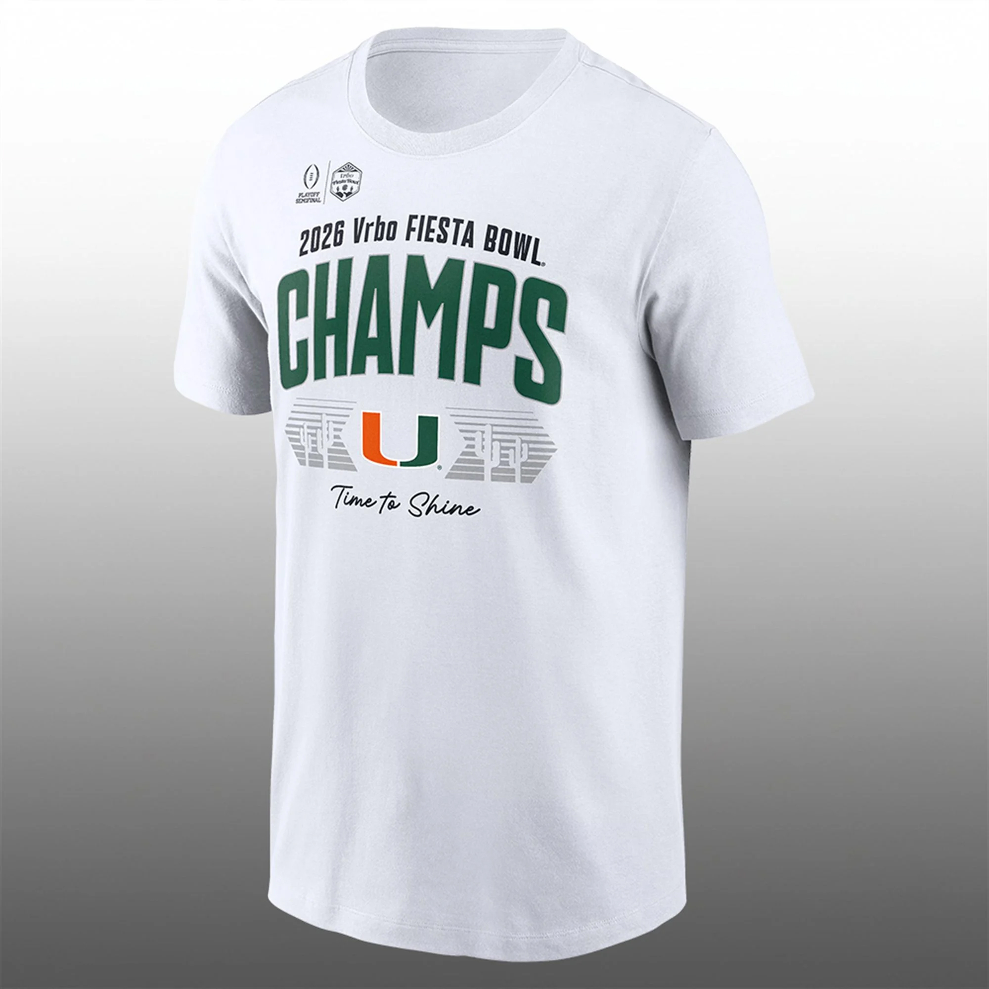 Miami Hurricanes 2026 Vrbo Fiesta Bowl Champs Time To Shine Shirt 1 Miami Hurricanes 2026 Vrbo Fiesta Bowl Champs Time To Shine Shirt