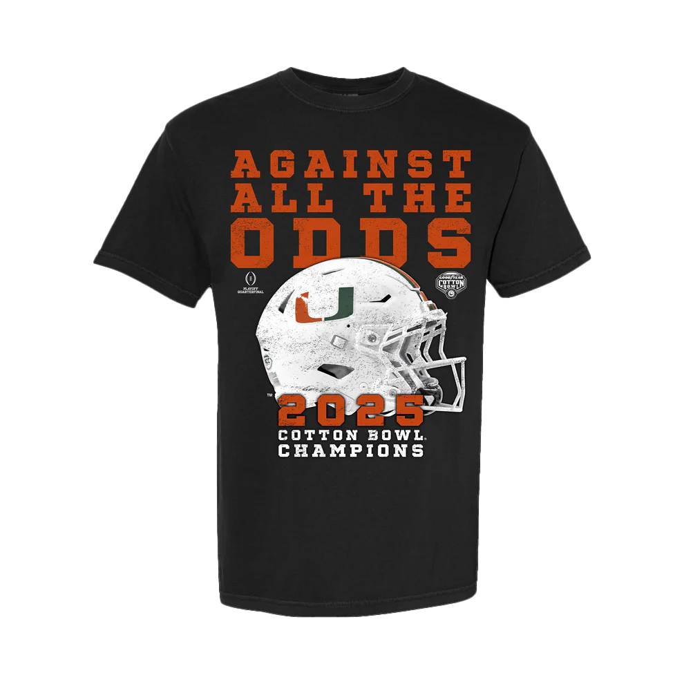 Miami Hurricanes Black Against All The Odds Cotton Bowl Champs T-Shirt 1 Miami Hurricanes Black Against All The Odds Cotton Bowl Champs T-Shirt