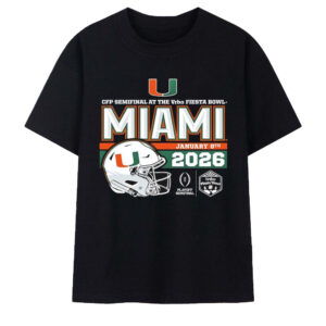 Miami Hurricanes CFP Semifinal at The Vrbo Fiesta Bowl Champions Helmet 2026 T-Shirt