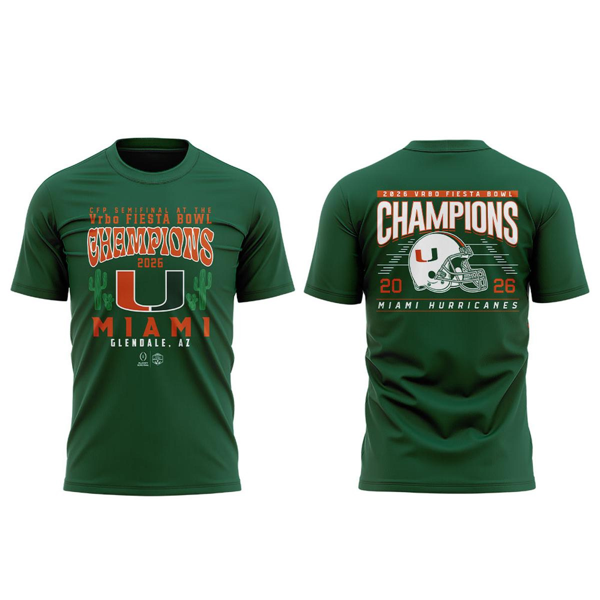 Miami Hurricanes CFP Semifinals 2025-2026 Fiesta Bowl Champions Shirt 1 Miami Hurricanes CFP Semifinals 2025-2026 Fiesta Bowl Champions Shirt