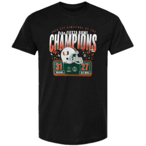 Miami Hurricanes College Football Playoff 2026 Fiesta Bowl Champions Scoring Drive T-Shirt