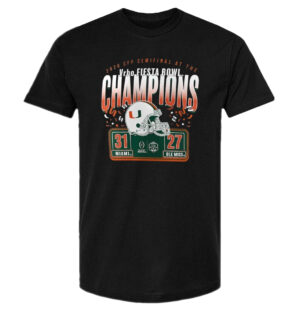 Miami Hurricanes College Football Playoff 2026 Fiesta Bowl Champions Scoring Drive T-Shirt