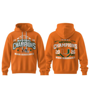 Miami Hurricanes Football 2026 National Champions Orange Hoodie