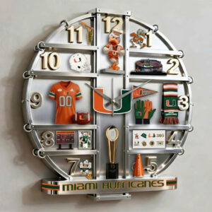 Miami Hurricanes Home Decorative 3D Wall Clock