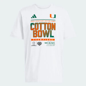 Miami Hurricanes White 2025 Goodyear Cotton Bowl Champions T-Shirt