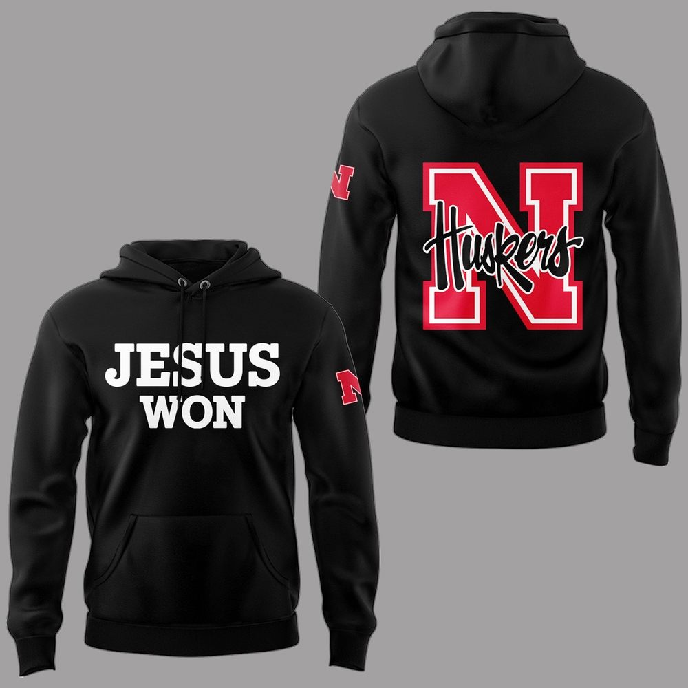 Nebraska Huskers Jesus Won Black Shirt 2 Nebraska Huskers Jesus Won Black Shirt - Image 2