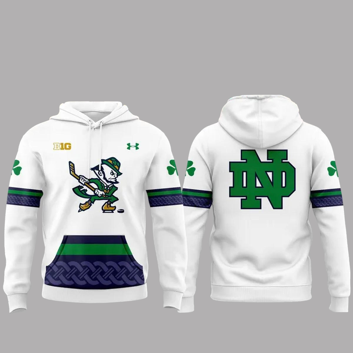 Notre Dame Fighting Irish Hockey Leprechaun Logo Hoodie 1 Notre Dame Fighting Irish Hockey Leprechaun Logo Hoodie