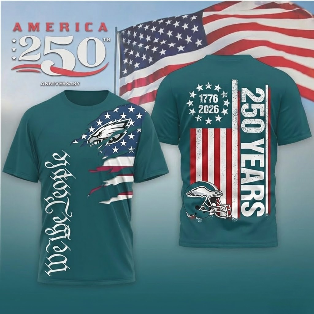 Philadelphia Eagles Football League We The People USA 250th Anniversary T-Shirt 1 Philadelphia Eagles Football League We The People USA 250th Anniversary T-Shirt