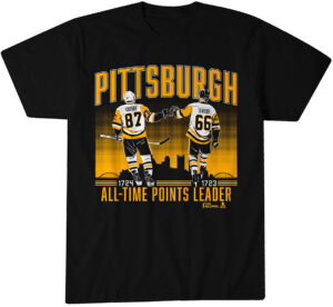 Pittsburgh Penguins Sidney Crosby and Mario Lemieux Pittsburgh All-Time Points Leader T-Shirt