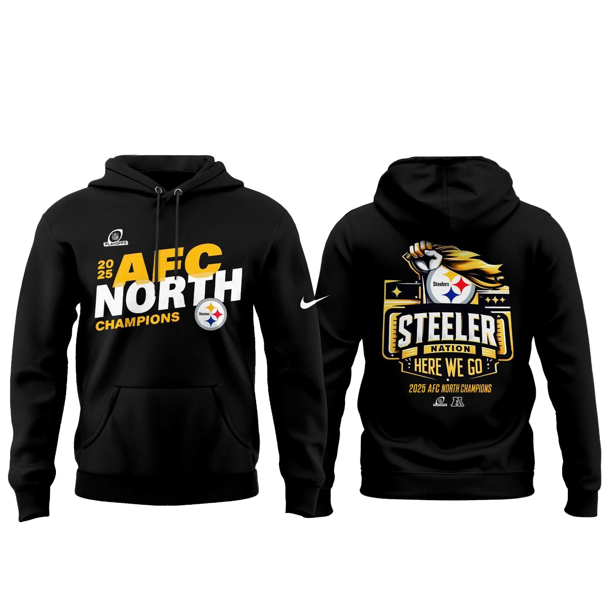 Pittsburgh Steelers 2025 AFC North Champions Here We Go Shirt 2 Pittsburgh Steelers 2025 AFC North Champions Here We Go Shirt - Image 2