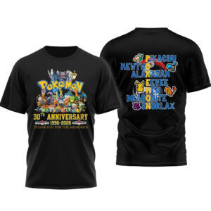 Pokemon 30Th Anniversary 2026 Pikachu Mewtwo Eevee Mew Dragonite Snorlax T-Shirt