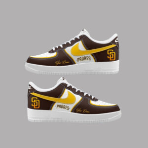 San Diego Padres Baseball Custom Name Air Force 1 Shoes Sneakers