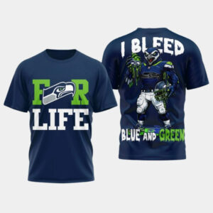 Seattle Seahawks For Life I Bleed Blue And Green Shirt