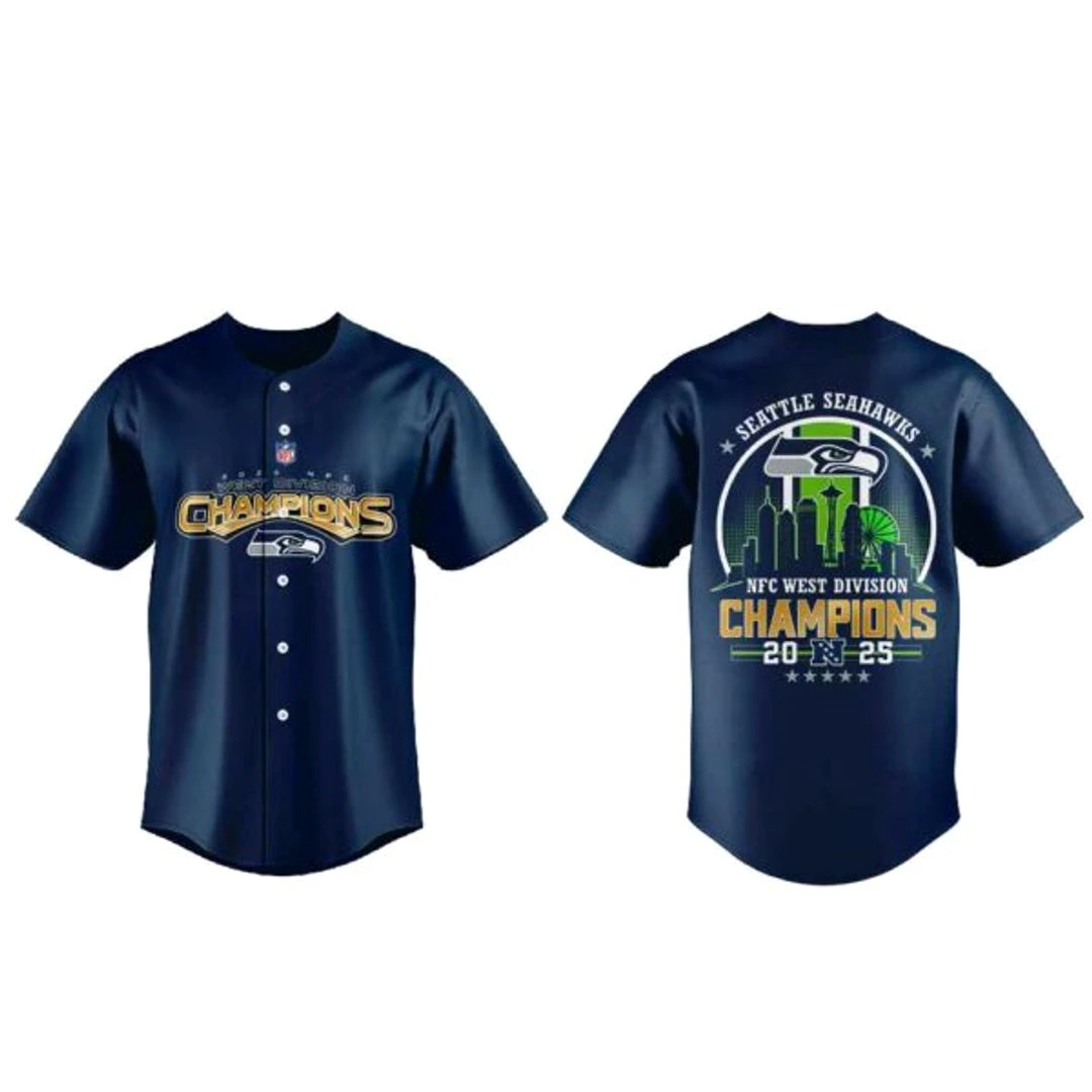 Seattle Seahawks NFC West Division Champions Baseball Jersey 1 Seattle Seahawks NFC West Division Champions Baseball Jersey