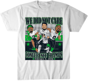 Seattle Seahawks Sam Darnold, Jaxon Smith-Njigba, &amp; DeMarcus Lawrence We Did Not Care Conference Champions Caricatures T-Shirt