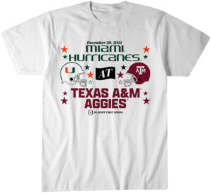 Texas A&M Aggies & Miami Hurricanes 2025 CFP First Round Matchup Shirt