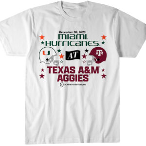 Texas A&M Aggies & Miami Hurricanes 2025 CFP First Round Matchup Shirt