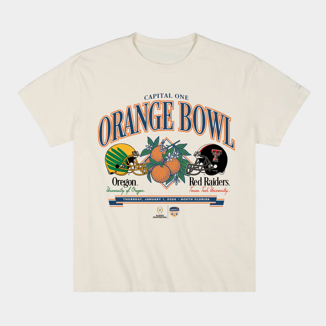 Texas Tech vs. Oregon 2026 Orange Bowl T-Shirt 1 Texas Tech vs. Oregon 2026 Orange Bowl T-Shirt