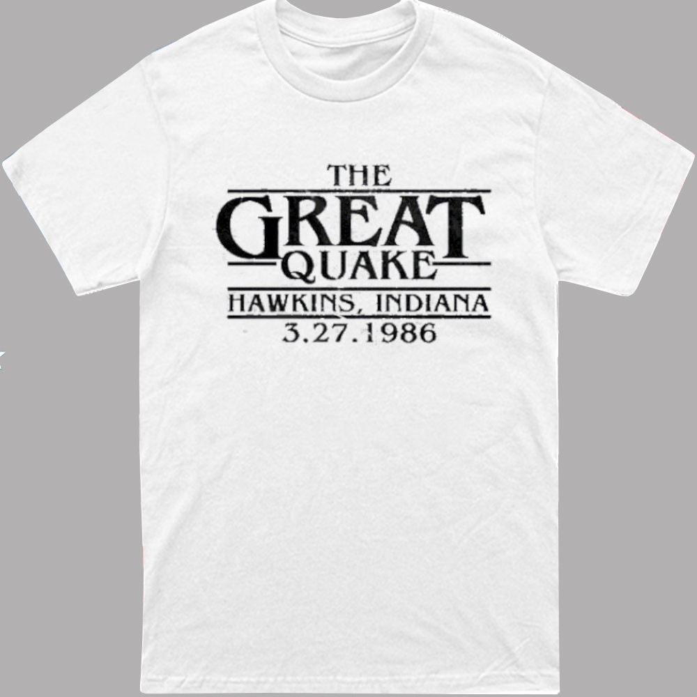 The Great Quake Hawkins Indiana 3.27.1986 T-Shirt 1 The Great Quake Hawkins Indiana 3.27.1986 T-Shirt