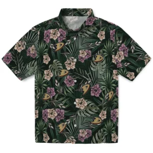 Anaheim Ducks Hawaiian Shirt - Hibiscus Leaves Pattern