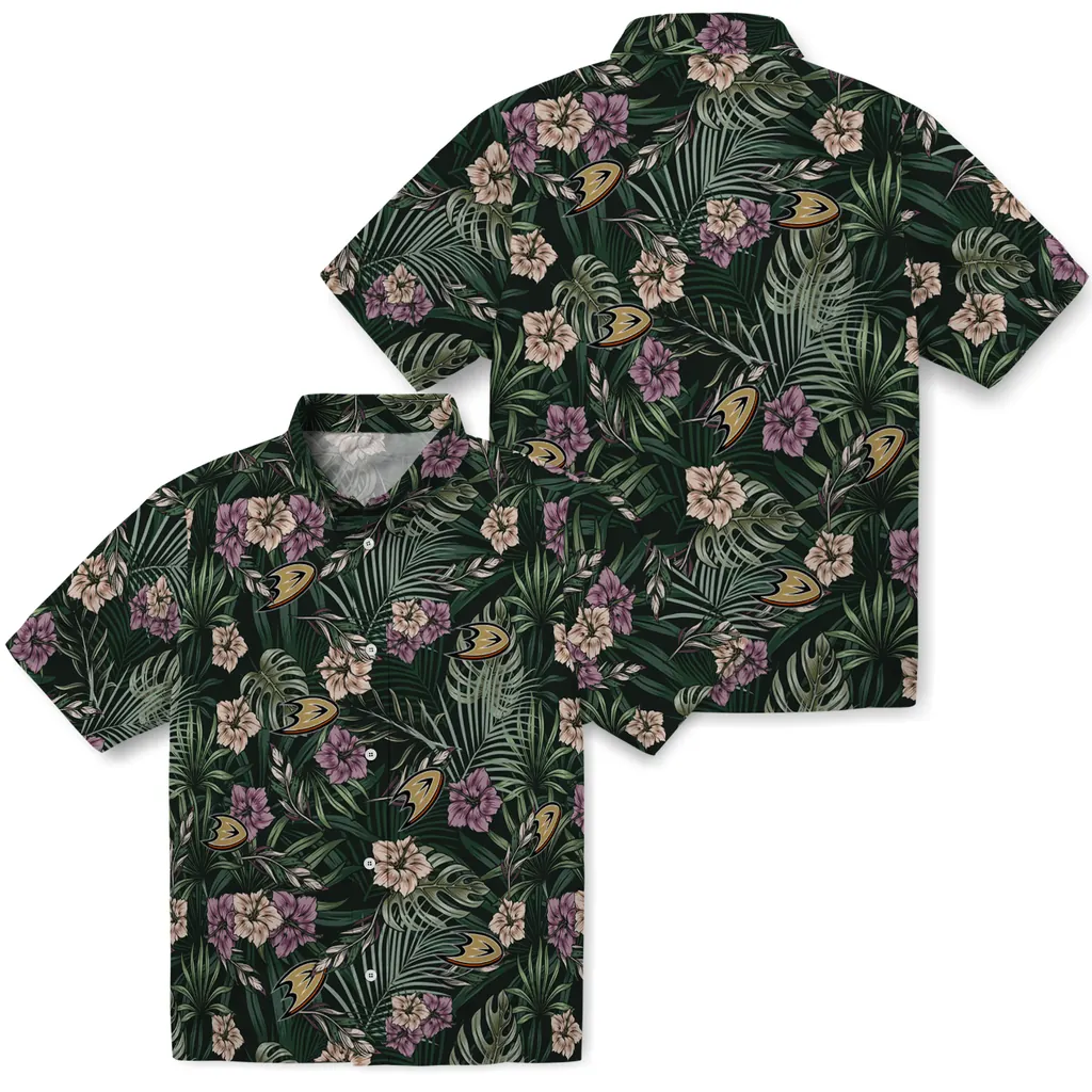 Anaheim Ducks Hawaiian Shirt - Hibiscus Leaves Pattern 3 Anaheim Ducks Hawaiian Shirt - Hibiscus Leaves Pattern - Image 3