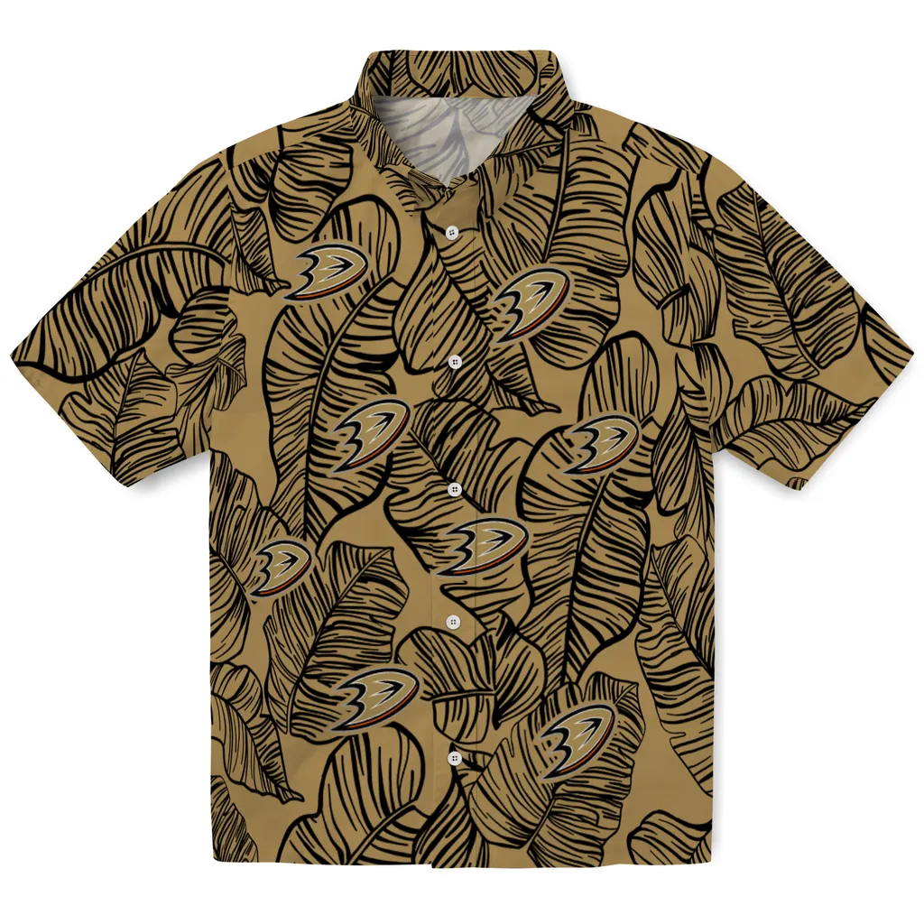 Anaheim Ducks Hawaiian Shirt - Leaf Outline 1 Anaheim Ducks Hawaiian Shirt - Leaf Outline