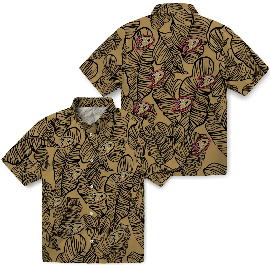 Anaheim Ducks Hawaiian Shirt - Leaf Outline 3 Anaheim Ducks Hawaiian Shirt - Leaf Outline - Image 3