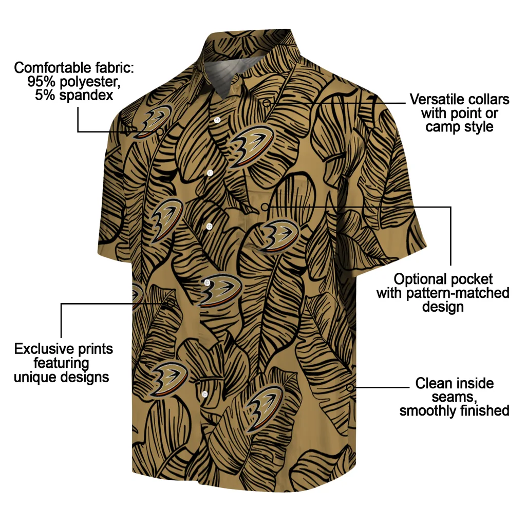 Anaheim Ducks Hawaiian Shirt - Leaf Outline 5 Anaheim Ducks Hawaiian Shirt - Leaf Outline - Image 5