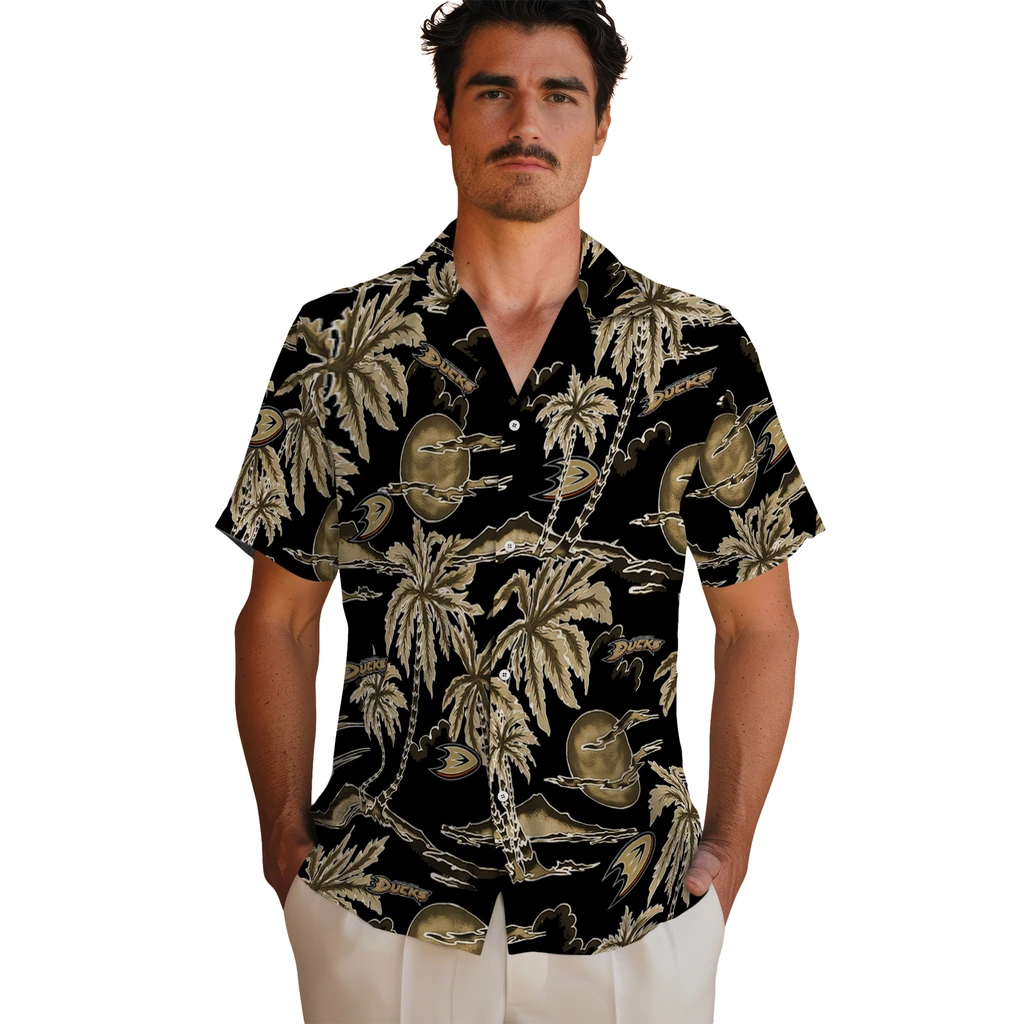Anaheim Ducks Hawaiian Shirt - Palm Sunset 2 Anaheim Ducks Hawaiian Shirt - Palm Sunset - Image 2