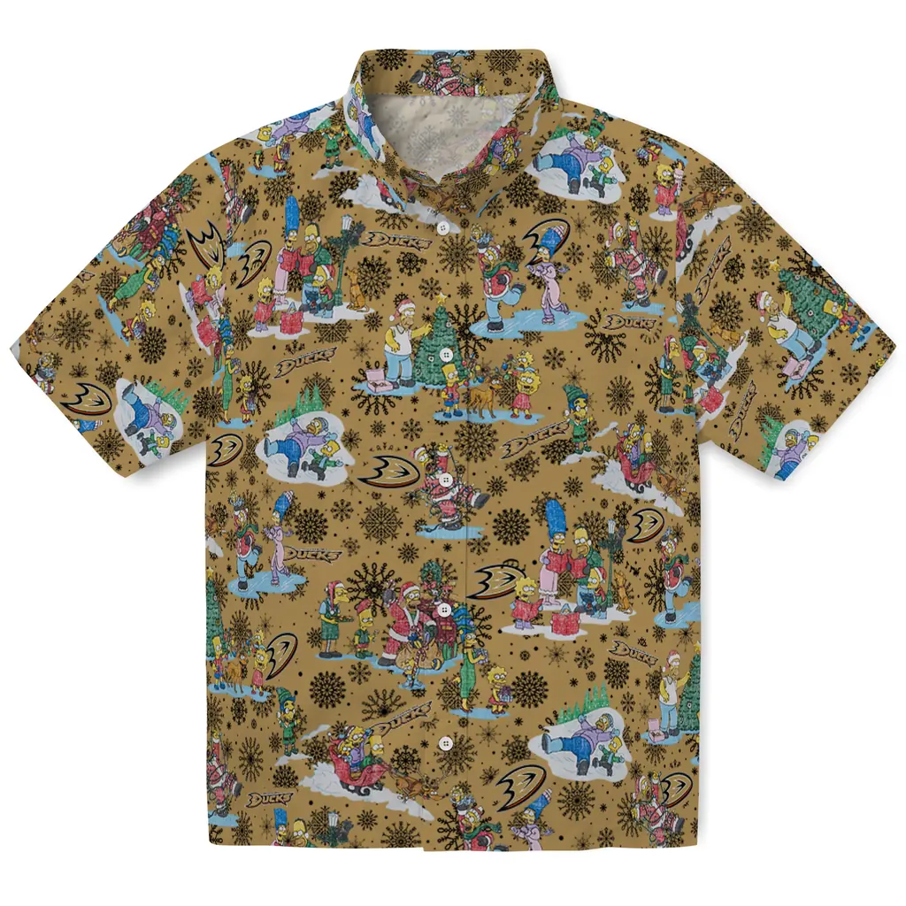 Anaheim Ducks Hawaiian Shirt - Simpsons Christmas 1 Anaheim Ducks Hawaiian Shirt - Simpsons Christmas