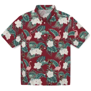 Arizona Coyotes Hawaiian Shirt - Flamingo and Hibiscus