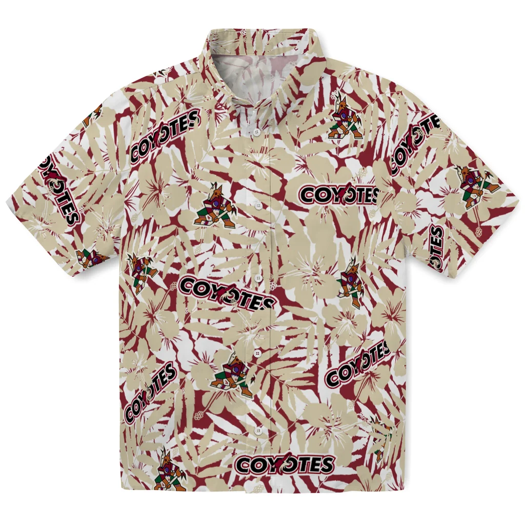 Arizona Coyotes Hawaiian Shirt - Hibiscus Overlay 1 Arizona Coyotes Hawaiian Shirt - Hibiscus Overlay
