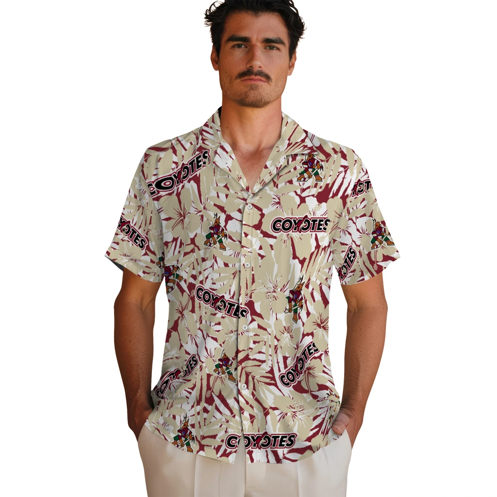 Arizona Coyotes Hawaiian Shirt - Hibiscus Overlay 2 Arizona Coyotes Hawaiian Shirt - Hibiscus Overlay - Image 2