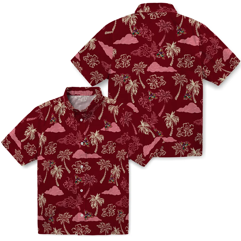 Arizona Coyotes Hawaiian Shirt - Palm And Clouds 3 Arizona Coyotes Hawaiian Shirt - Palm And Clouds - Image 3