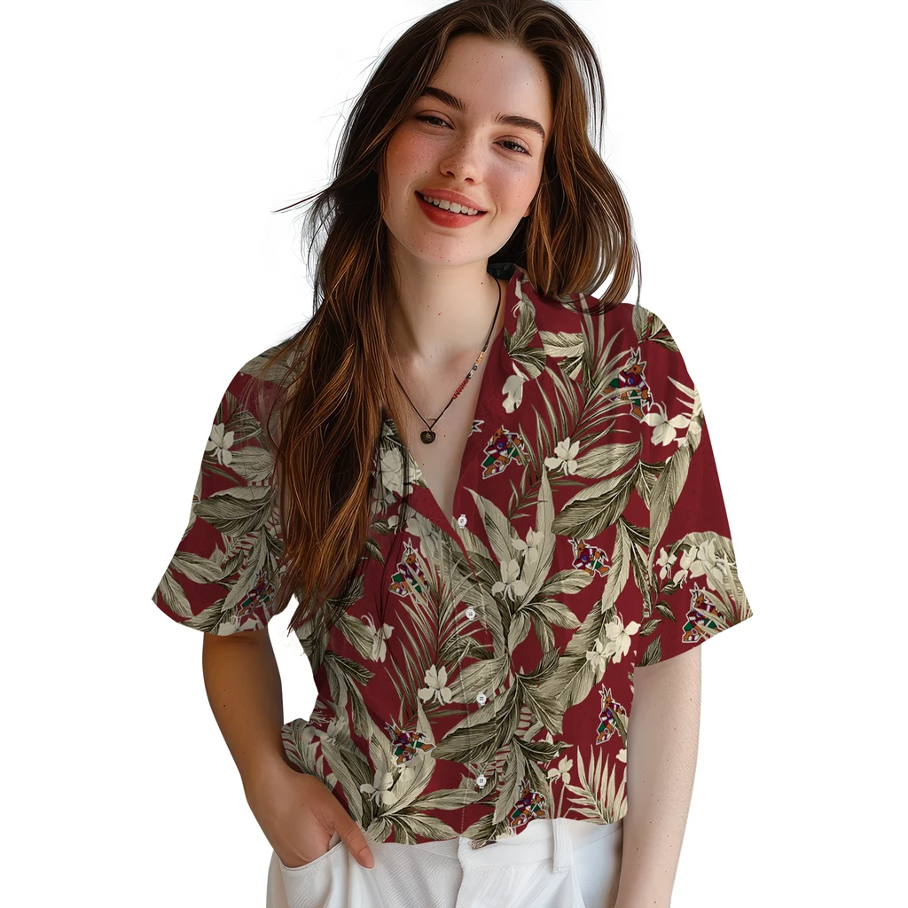 Arizona Coyotes Hawaiian Shirt - Palm Leaves 4 Arizona Coyotes Hawaiian Shirt - Palm Leaves - Image 4